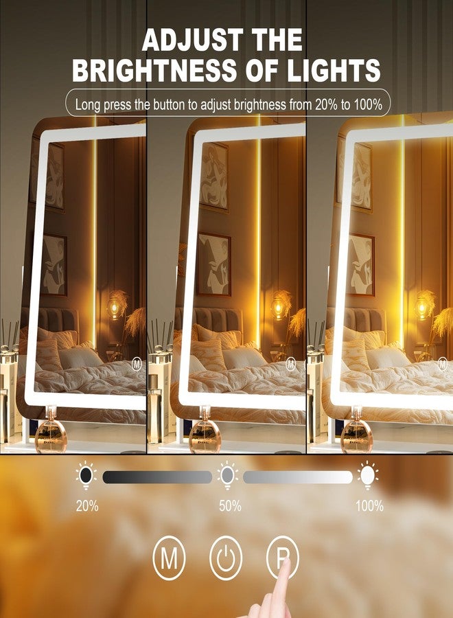 Hasipu مرآة زينة هاسيبُو بإضاءة، مرآة مكياج LED مقاس 14 بوصة × 11 بوصة، مرآة مضيئة بتكبير 10 أضعاف، تعمل باللمس الذكي بثلاثة ألوان قابلة للتعتيم (أبيض) - Image 3